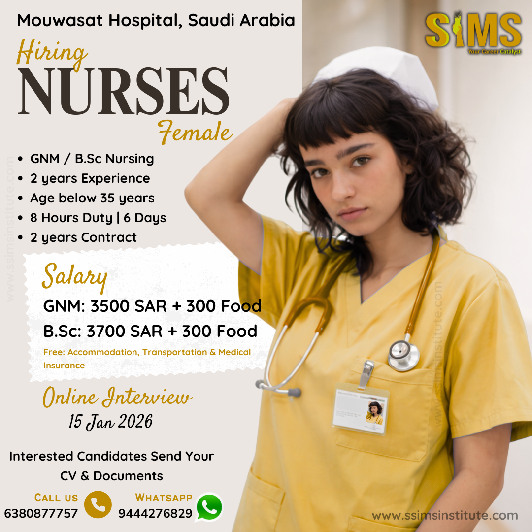 Female Staff Nurse – Mouwasat Hospital (Saudi Arabia) — Gulf job poster